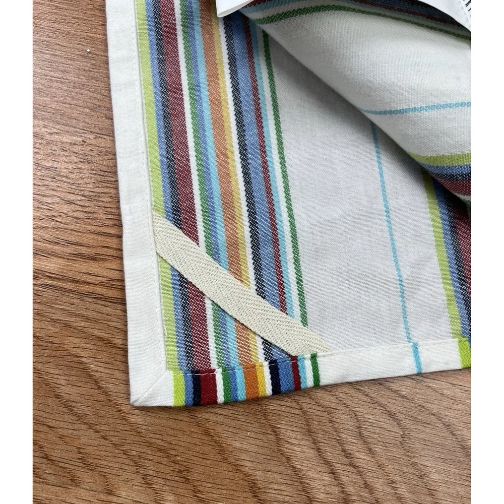 Pottery Barn Kitchen Tea Dish Towel Striped Fringe Edge‎ White Cotton 20x30 NEW